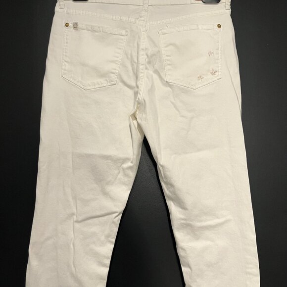 US Polo Assn. White Cropped Jeans w/ Embroidered Flowers and Patches 12 Regular - Picture 2 of 10